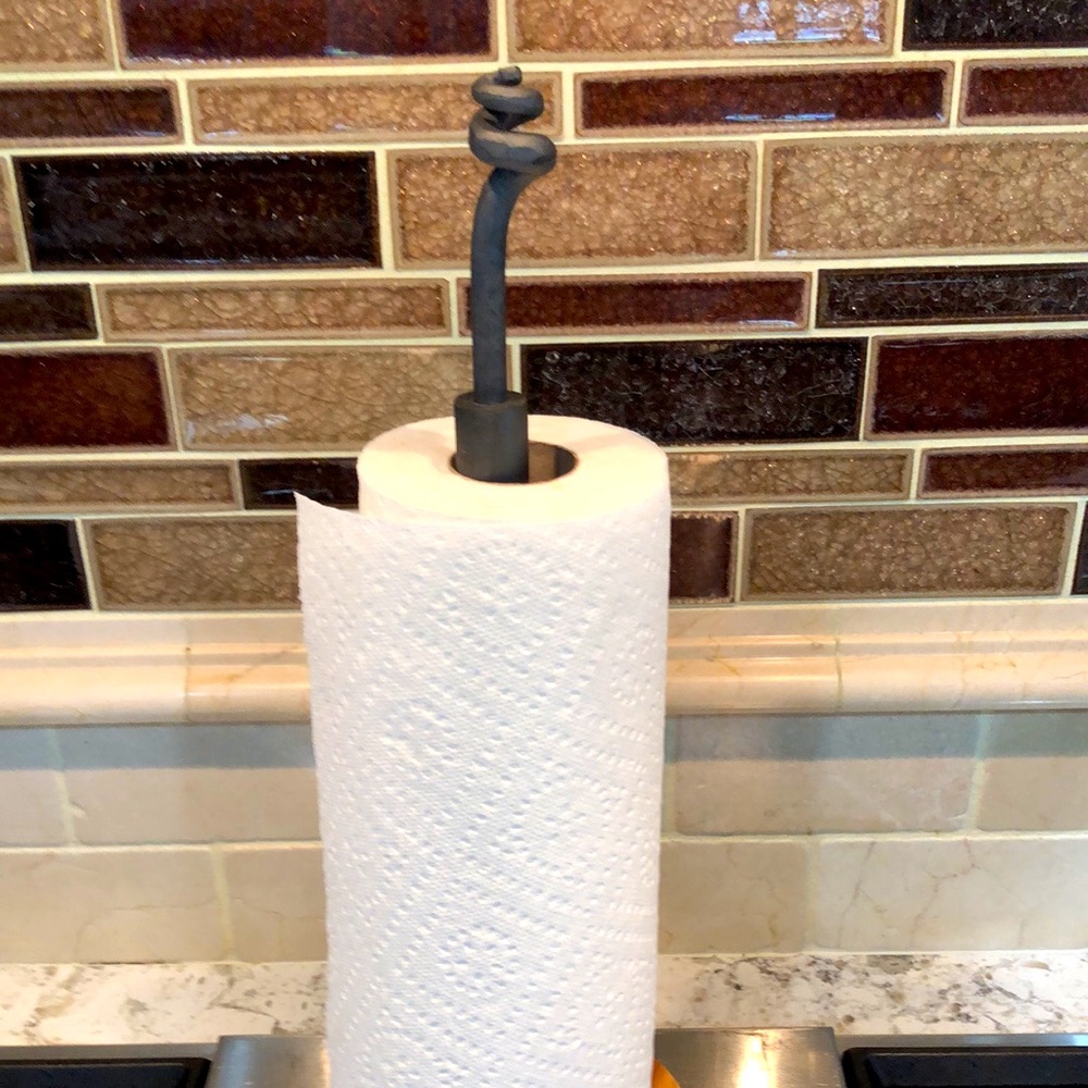 Rustic paper towel holder.